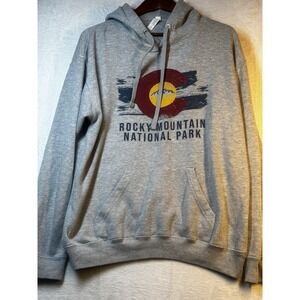 Rocky Mountain National Park Colorado Pullover Hoodie Gray Large Sweatshirt